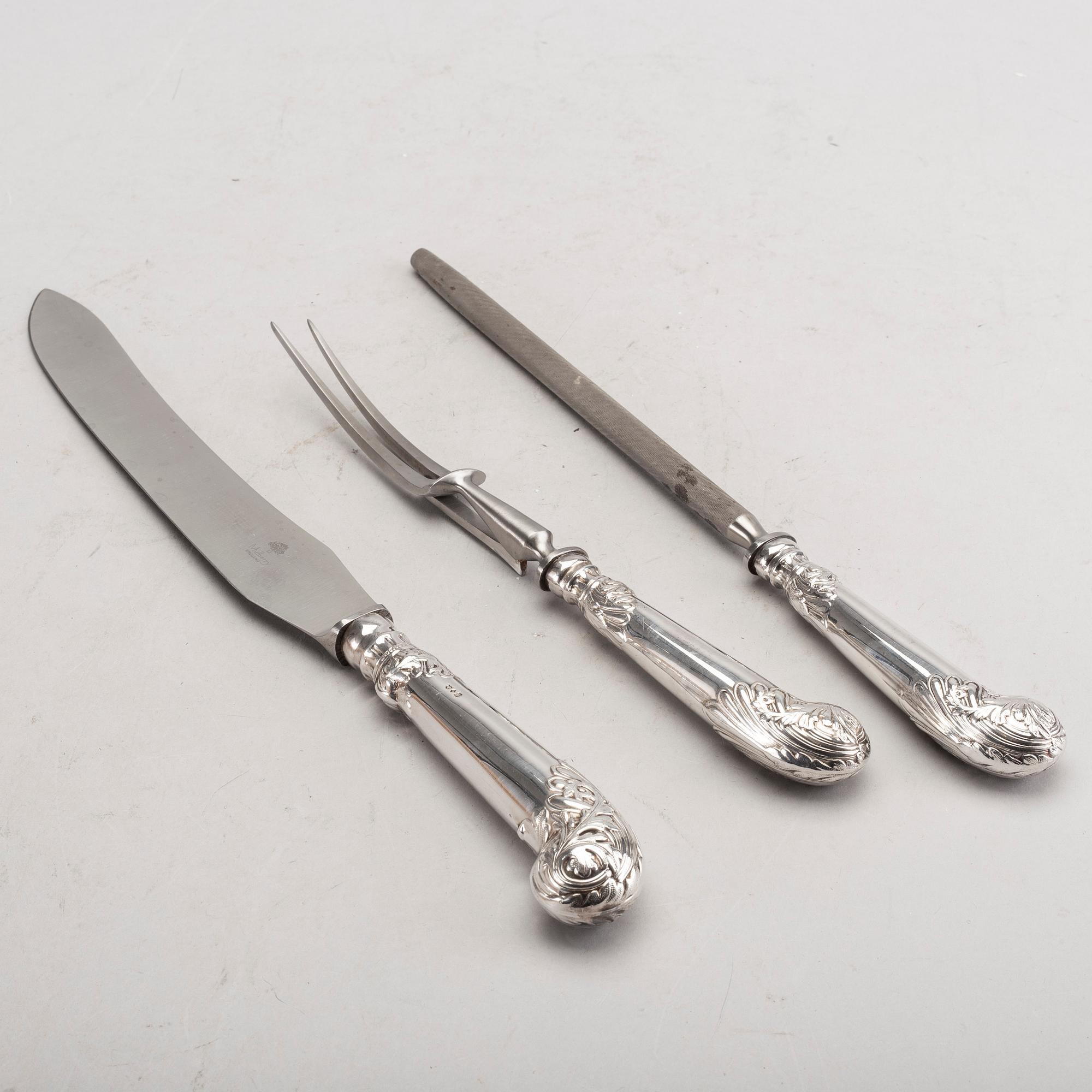 Mulberry, Trancherbestick, 3 delar, nysilver.