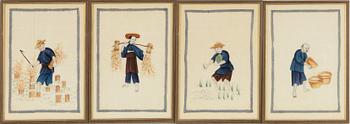 A group of twelve Chinese gouache paintings, late Qing dynasty / around 1900.