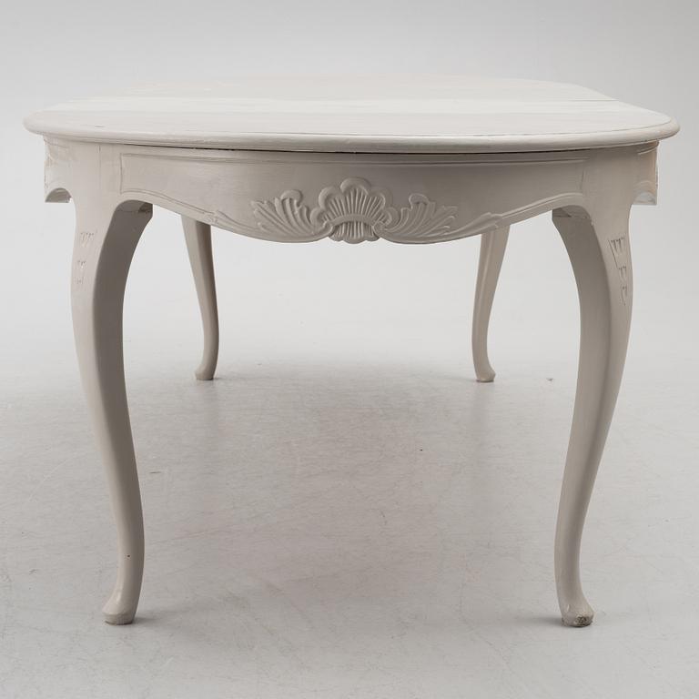 Dining table, 2 armchairs, 6 chairs, Rococo style, 20th century.