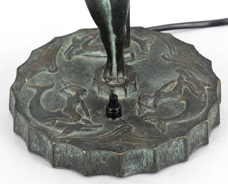 BORDSLAMPA, brons, art deco, 1920-tal.