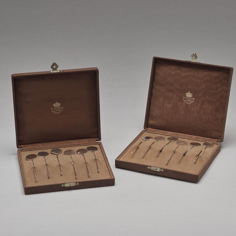 Wiwen Nilsson, a set of 12 sterling silver cocktail sticks, Lund 1936.