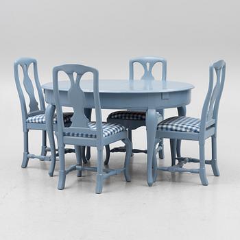 A five-piece Rococo style dining suite, circa 1900.