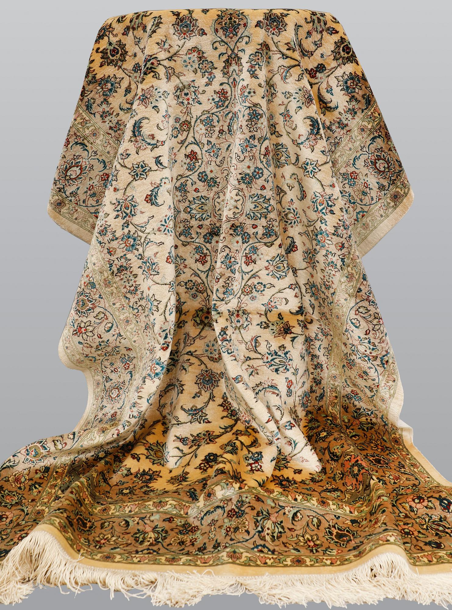 Matta, silke Keshan Signerad, ca 152 x 101 cm.