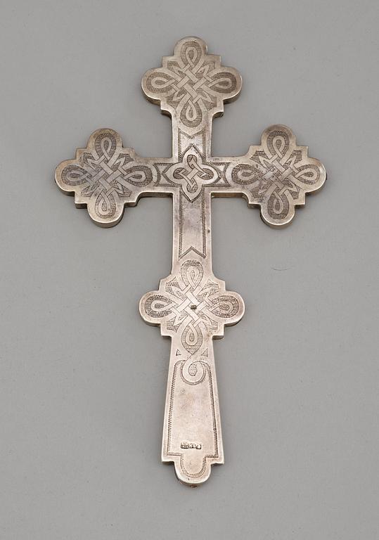 A Russian crucifix, marks of Moscow 1868.