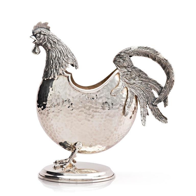 Kanna i form av tupp, sterlingsilver, 1900-talets andra hälft.