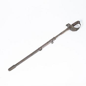 Edward H Stockwell, brevkniv i form av värja, silver, London 1873.