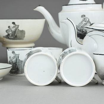 KAFFE- OCH TESERVIS, 15 delar, porslin. Empire.