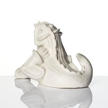 Wilhelm Kåge, a set of two stoneware sculptures of dragon puppies, Gustavsberg, Sweden 1940-50's.