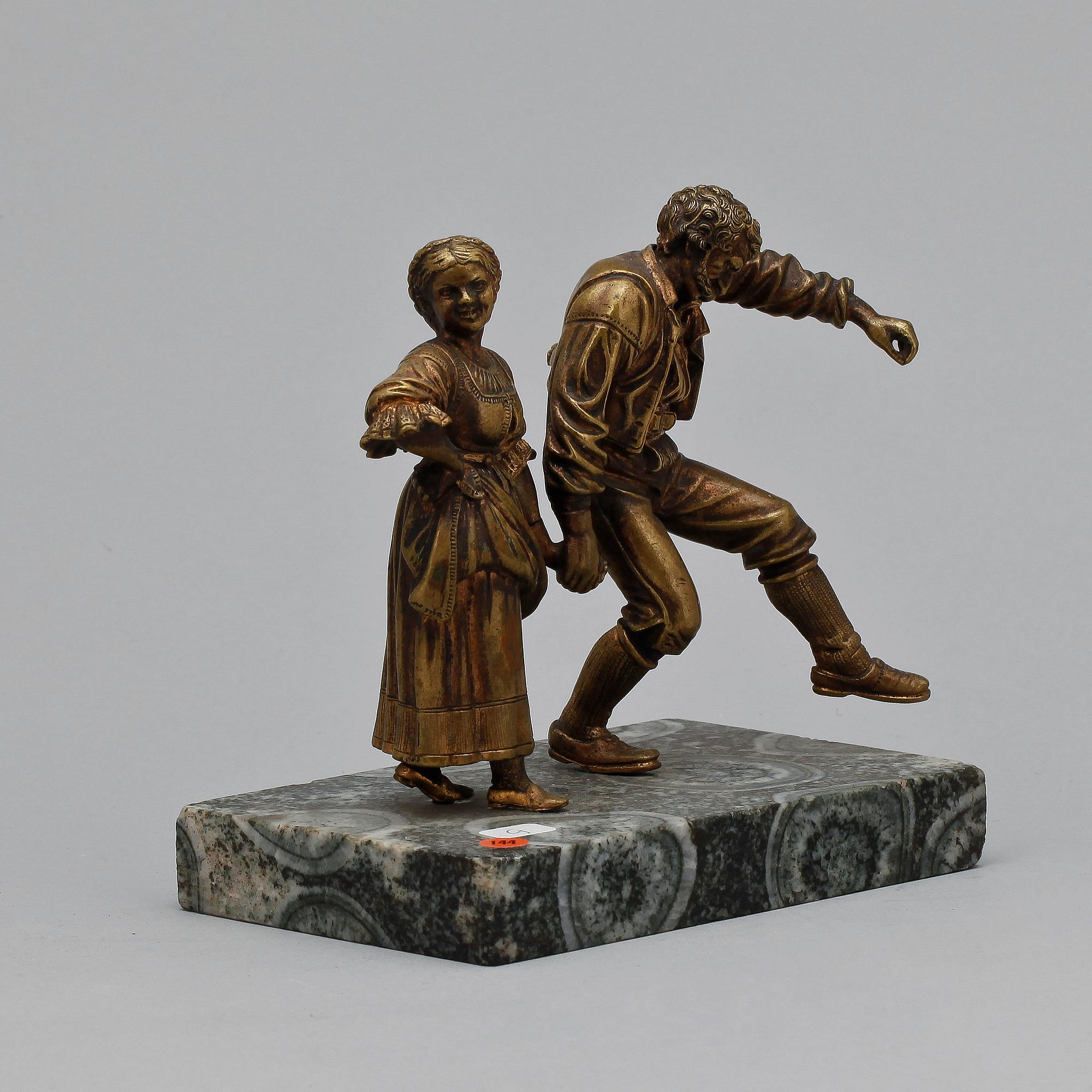 SKULPTUR, brons samt sten, 1800/1900-tal.