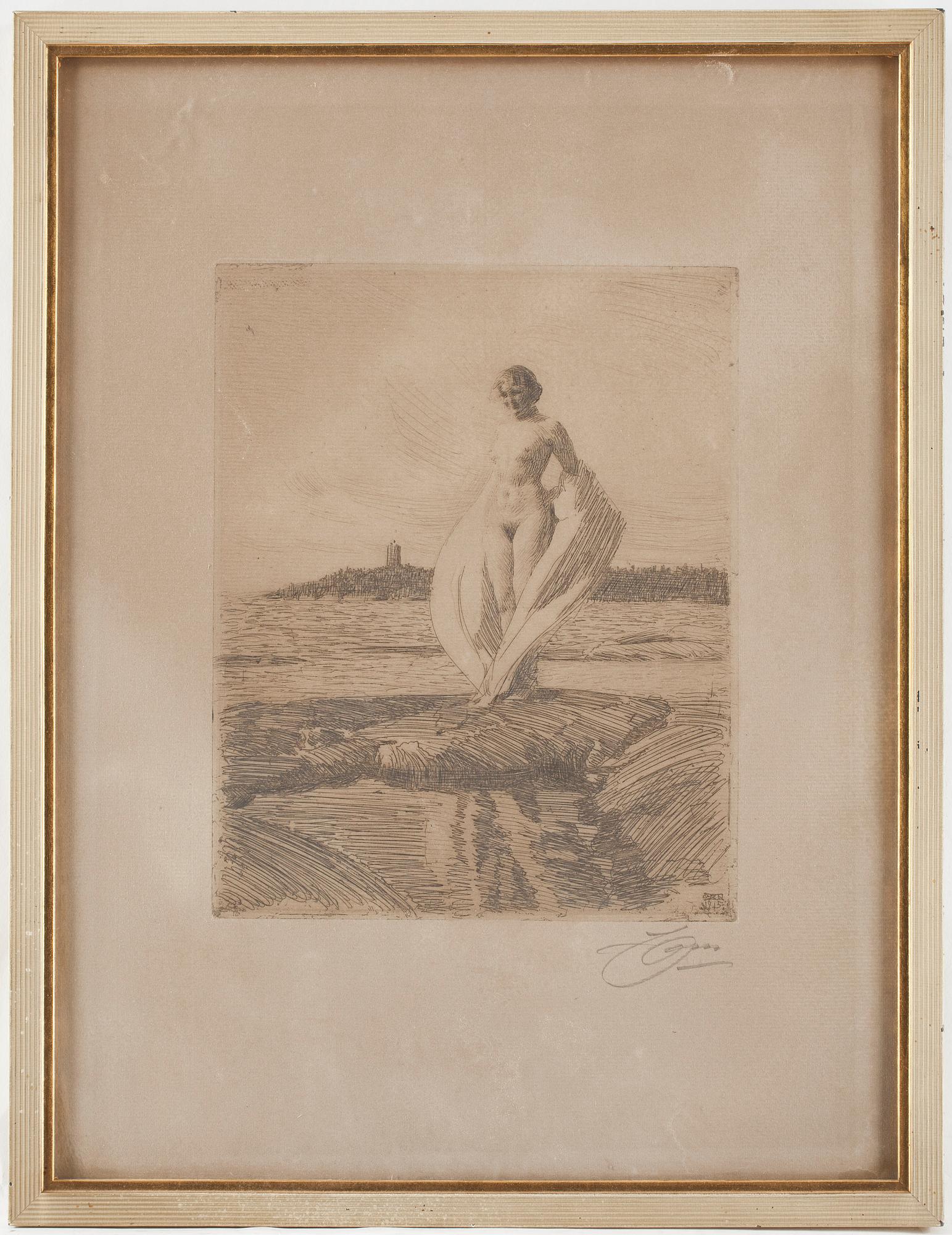 ANDERS ZORN, etsning, signerad och daterad 1915 i plåten, samt blyertssignerad.