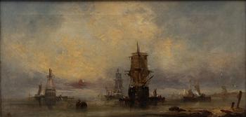 English artist, 19th century, Boats at anchor.