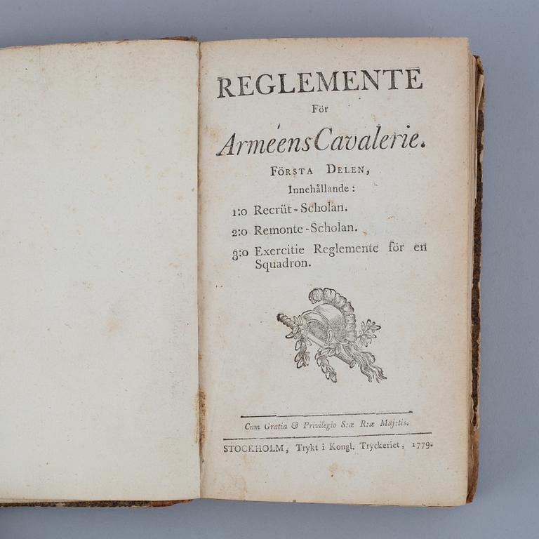 A swedish book on the army cavalry, 1779.