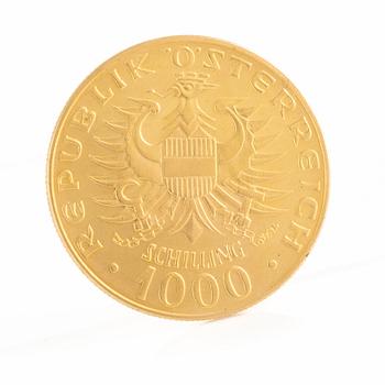 Gold coin, Austria, 1000 Schilling, 1976.