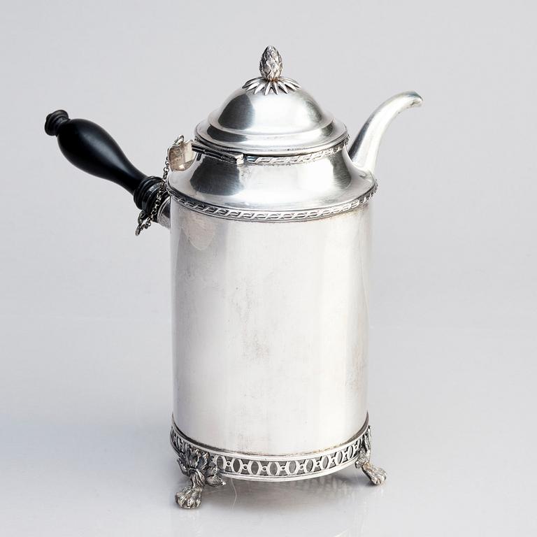 Stephan Westerstråhle, kaffekanna, silver, Stockholm 1797.