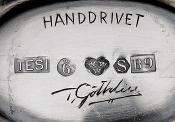 KAFFESERVIS, 3 delar, silver, rokokostil, TESI Göteborg 1952. Tot vikt ca 1245 gram.