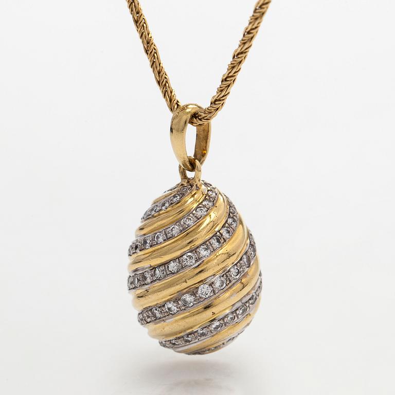 Cartier, a "Pendentif Oeuf"  diamond pendant and chain, 18K gold.