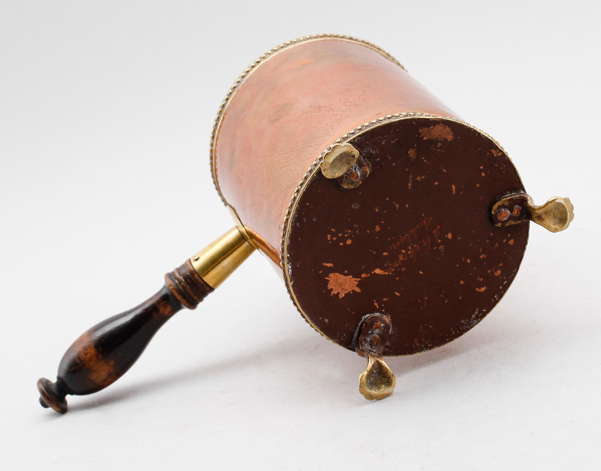 KAFFEKANNA, koppar och mässing, gustaviansk, 1700-tal.
