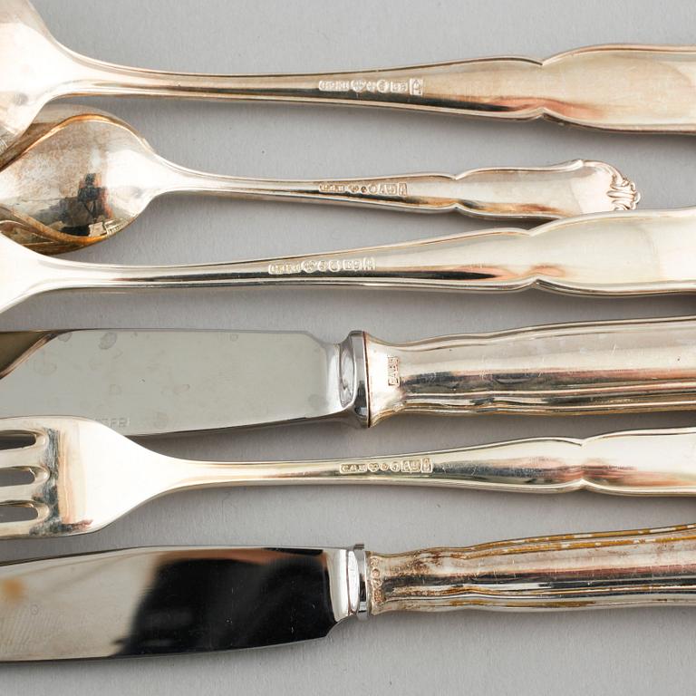 72 silver cutlery by C.G Hallberg, Stockholm, 20th century.