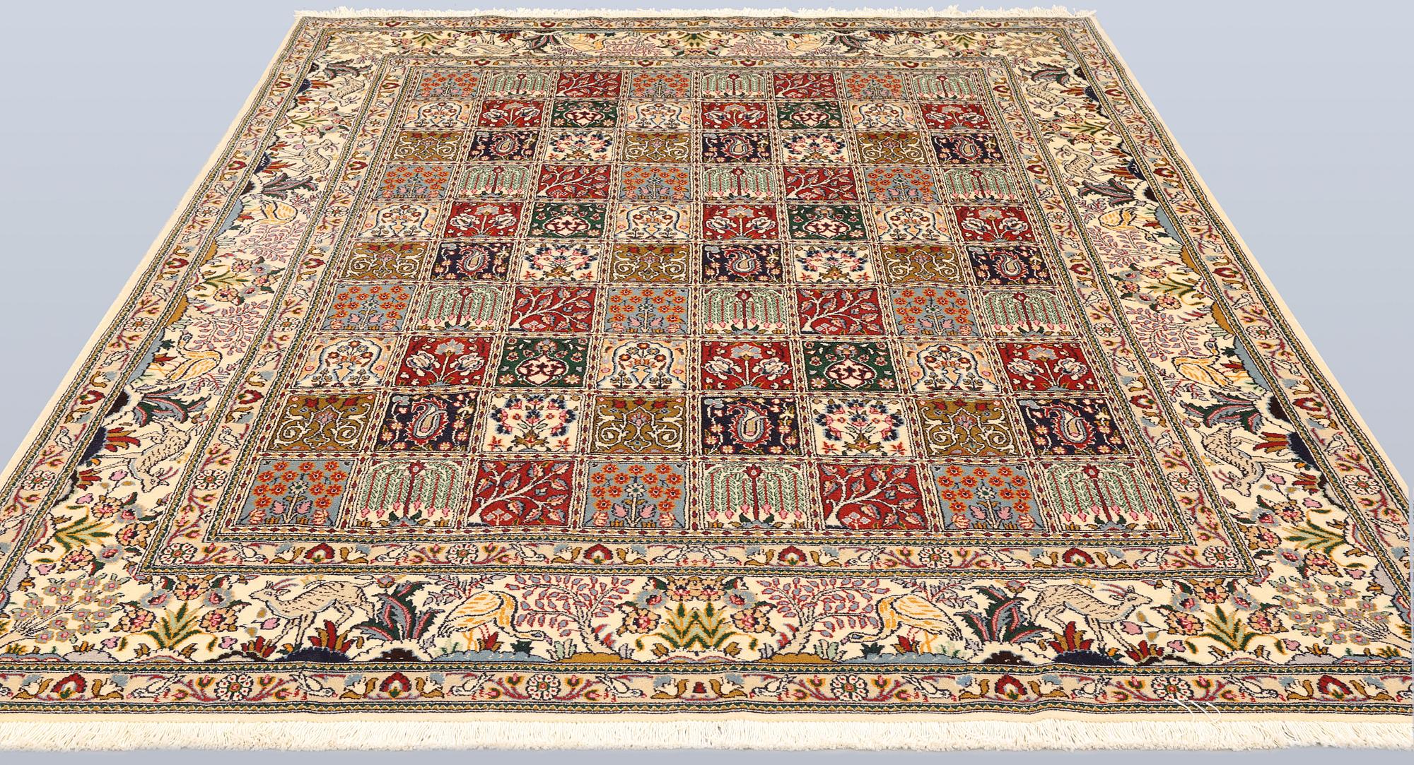 A part silk Moud rug, approx. 250 x 199 cm.