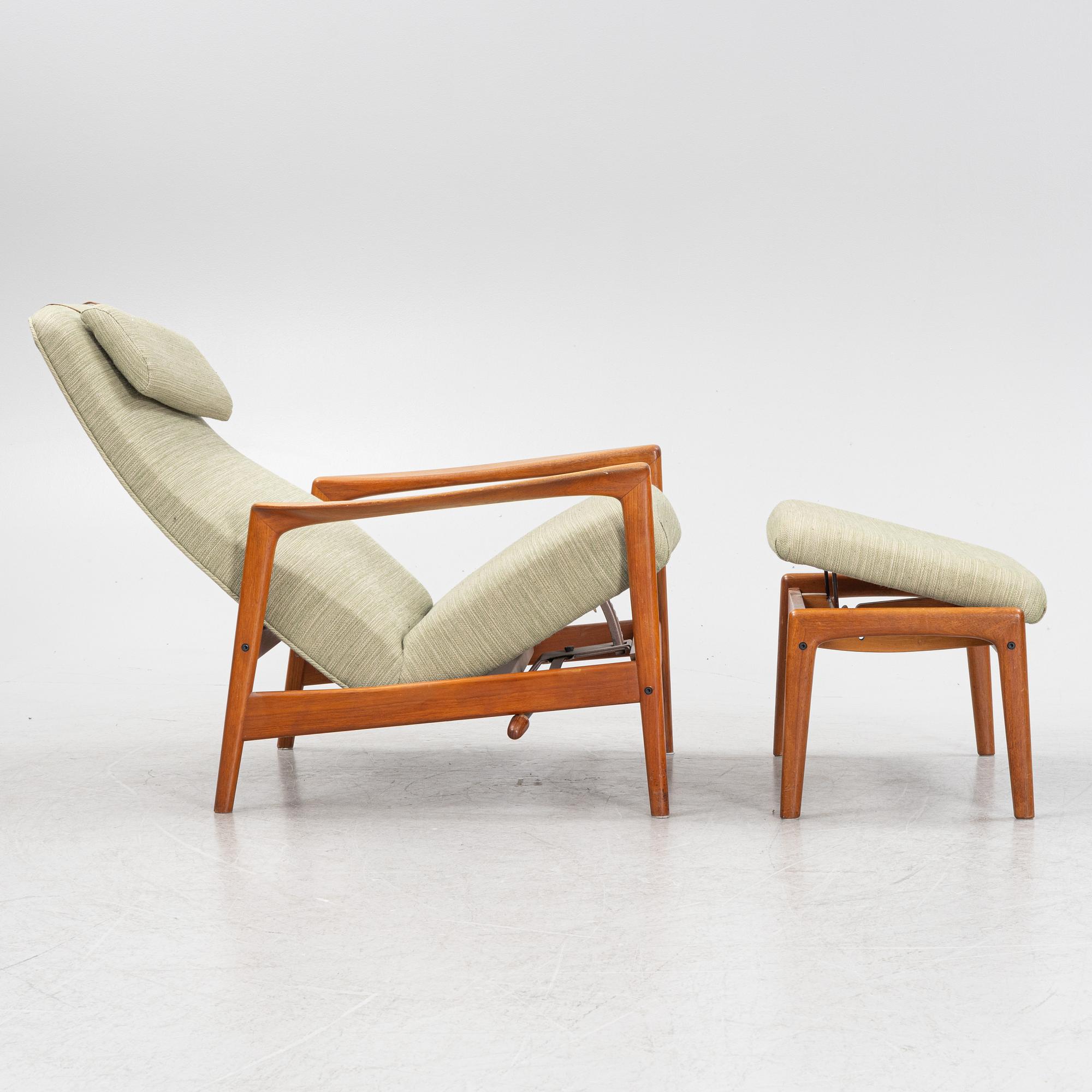 Folke Ohlsson, a 'Duxiesta' armchair with a foot stool, Bra Bohag, Ljungs Industrier, Malmö, 1960's.