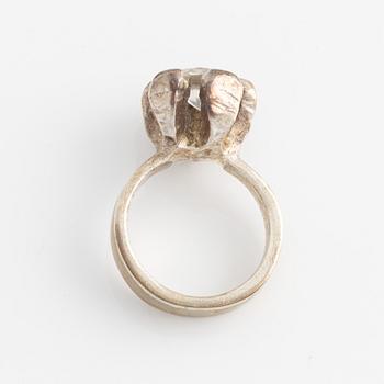 Sandberg, ring with a pair of earrings, silver with white stones.