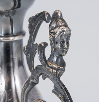 UPPSATSSKÅL, försilvrad metall och glas, ca 1900.