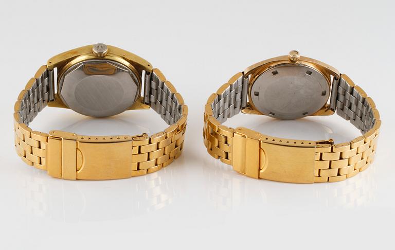 ARMBANDSUR, 2 st, Tissot samt Certina, förgyllt stål.