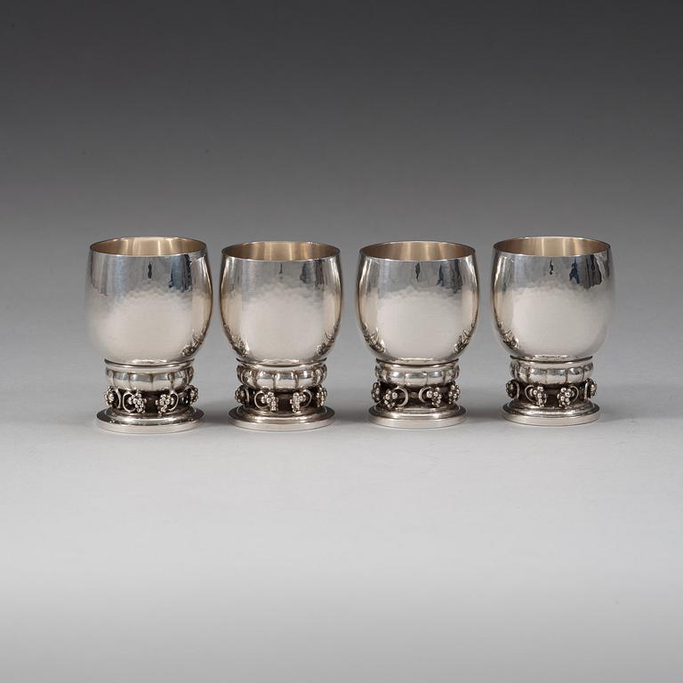 Georg Jensen, a set of four sterling beakers, Copenhagen 1977-1996, design nr 296B.