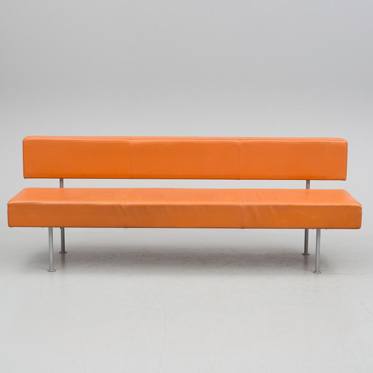 A three part leather upholstered 'Longo' sofa from Klaessons Möbler, Fjugesta.