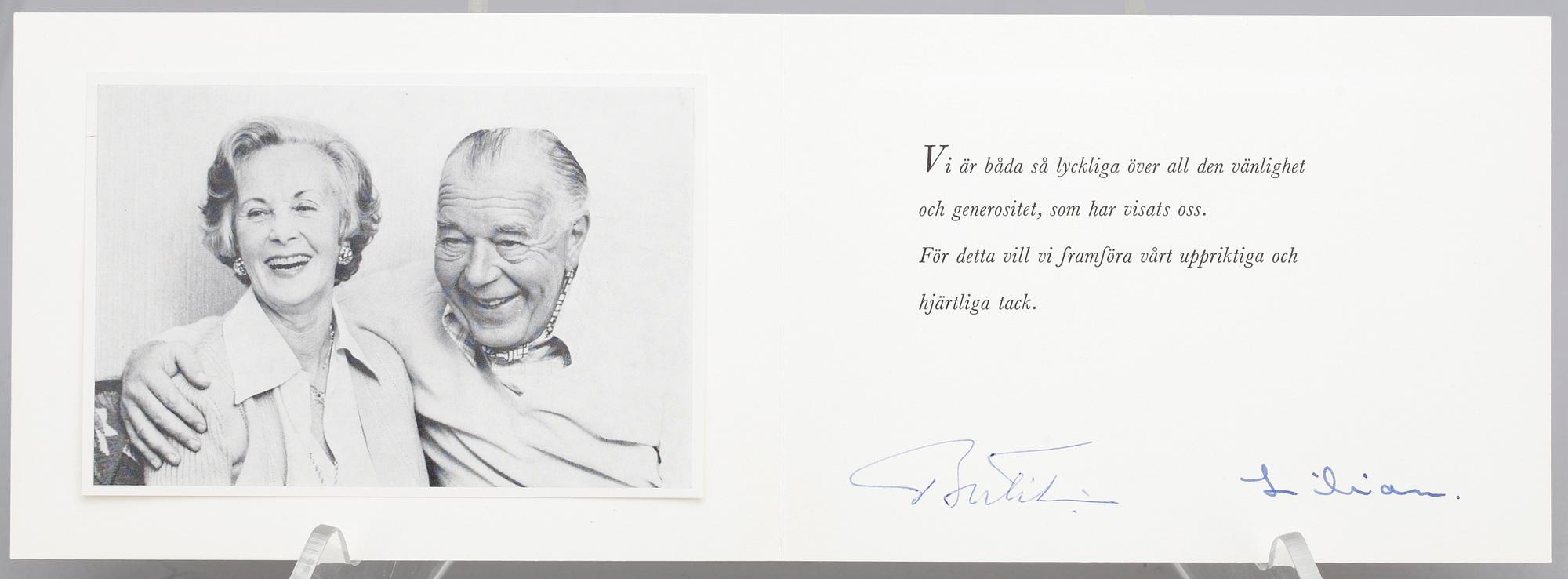 KUNGLIGA AUTOGRAFER, 4 st, bla Sveriges Kronprins Carl Gustaf och Prinsessan Christina. Egenhändiga.