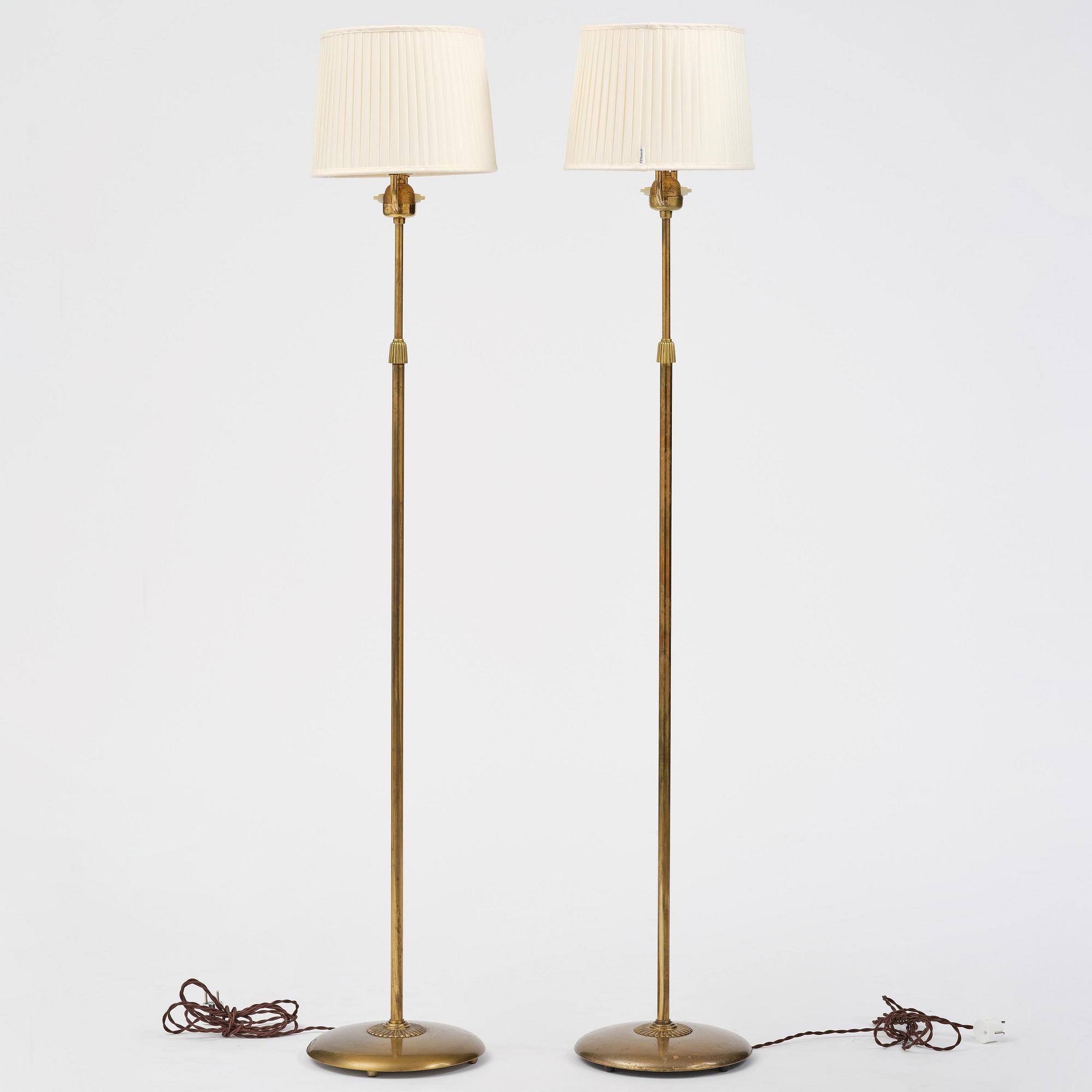 Bertil Brisborg, a pair of floor lamps model 31376, Nordiska Kompaniet, Sweden, 1940s.