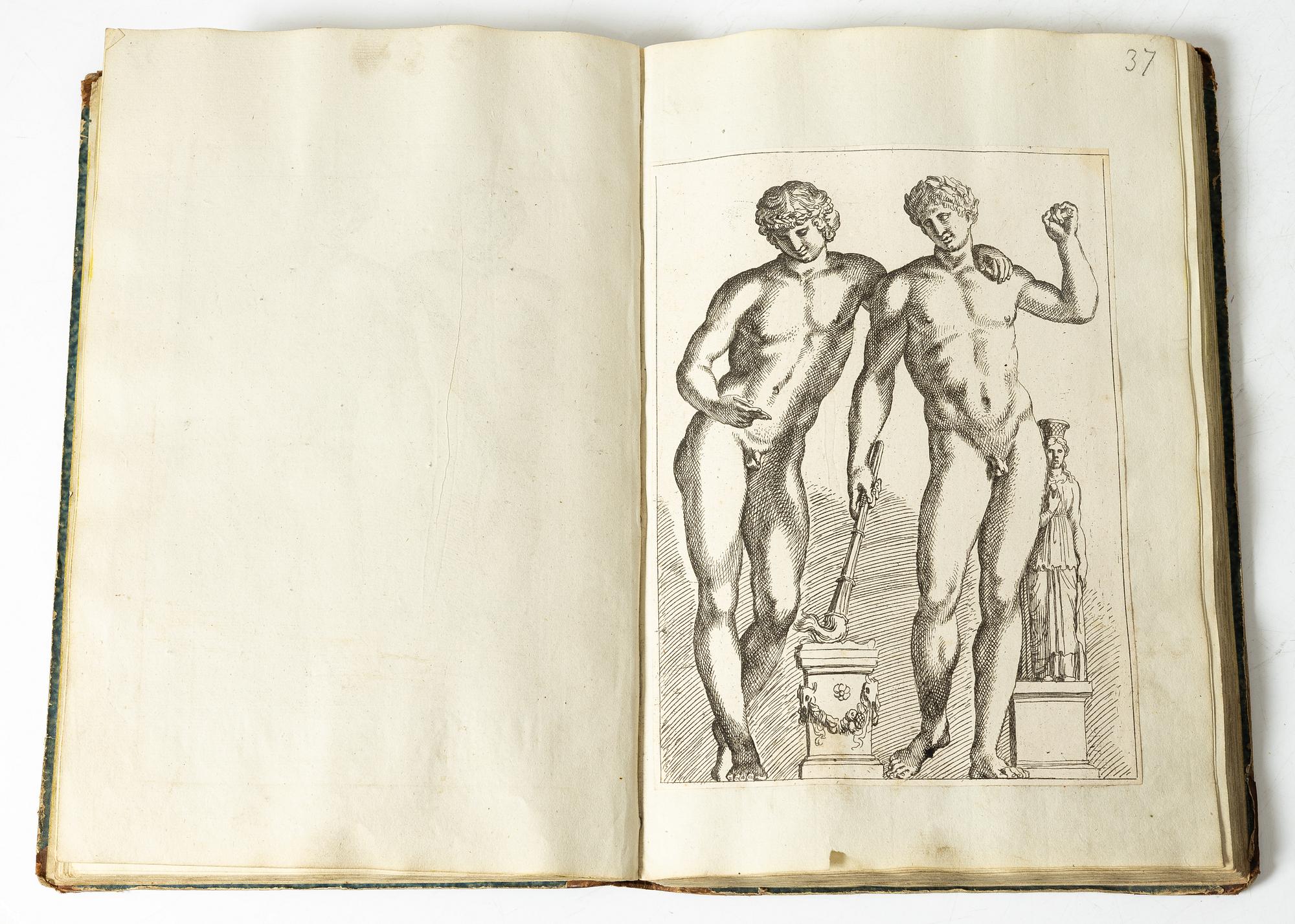 98 etsningar av romerska statyer.