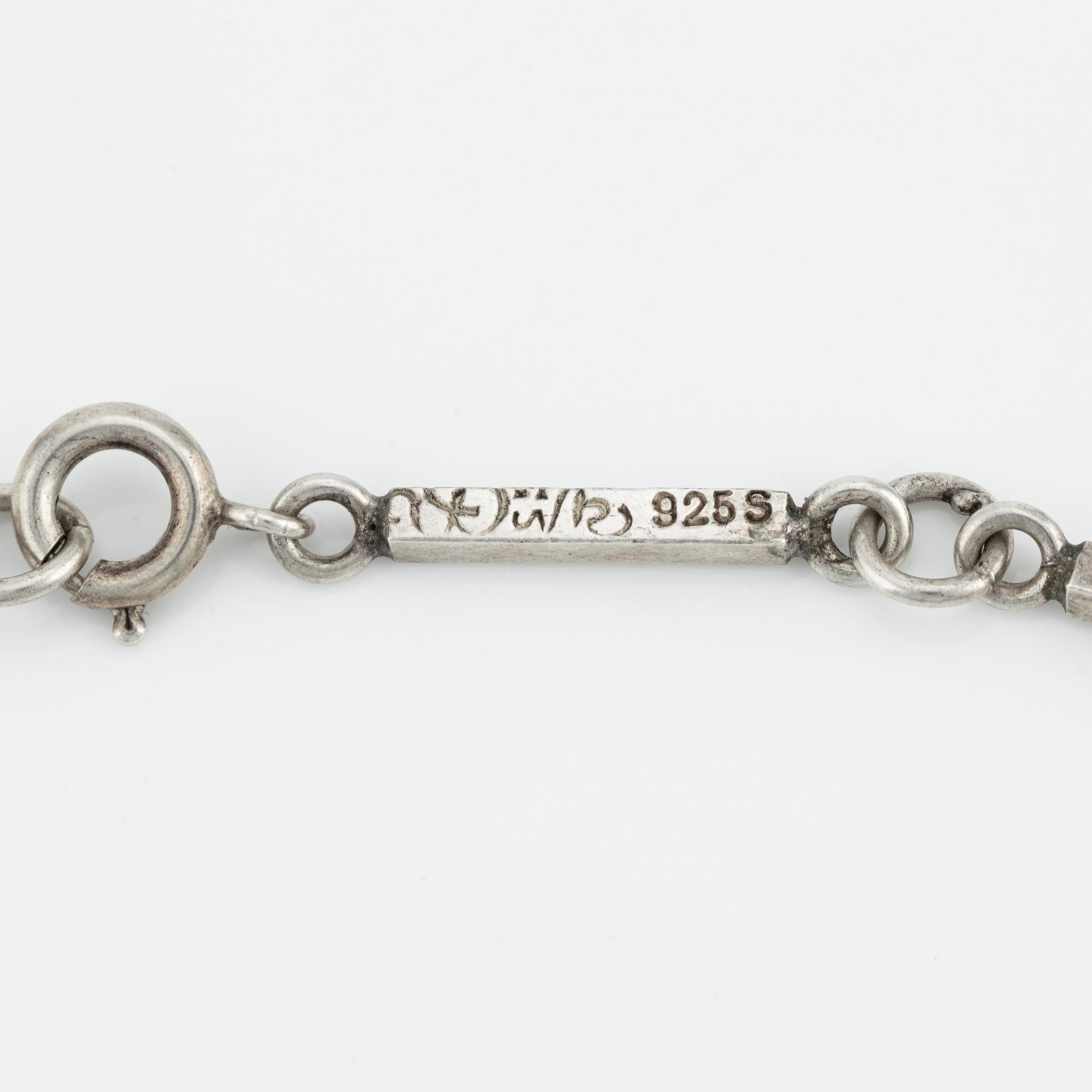 Set with necklace, bracelet, and earrings, silver.