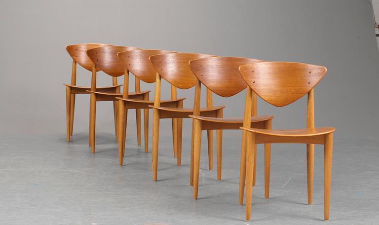 Ten Peter Hvidt & Orla Mølgaard-Nielsen chairs and a table by Bodafors, Sweden 1959.