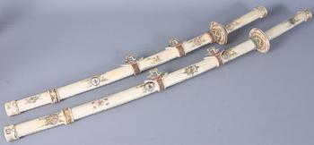 KATANA samt WAKIZASHI, ett par, ben, orientaliska, 1900/2000-tal.