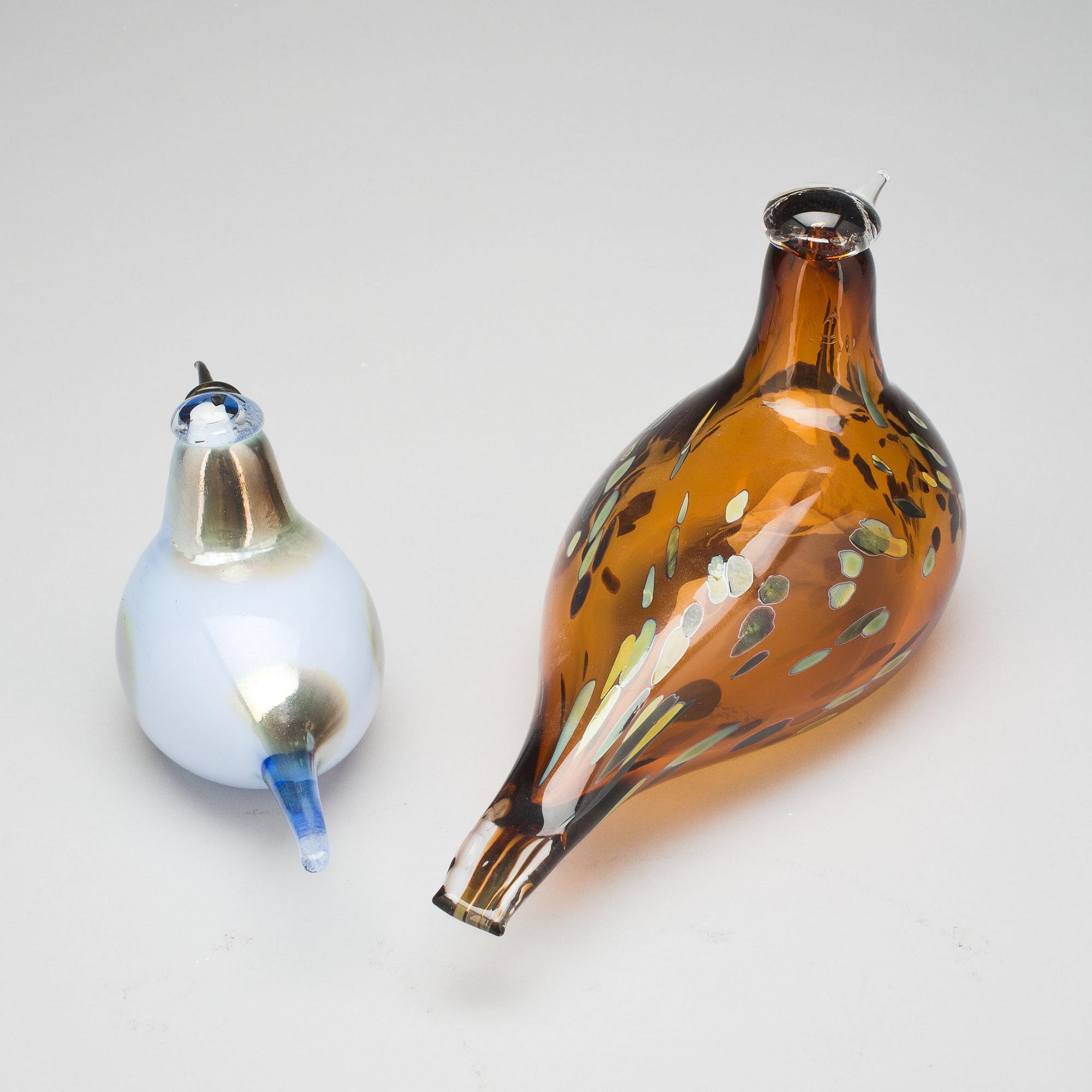 FIGURINER, 2 st, glas, Oiva Toikka, Nuutajärvi.