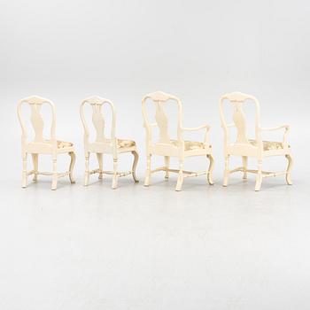 A set of four 20th century Rococo-style chairs.