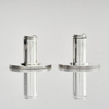 Georg Jensen, a pair of sterling silver candlesticks, design by Sigvard Bernadotte, model no 711A, Copenhagen, Denm after 1945.