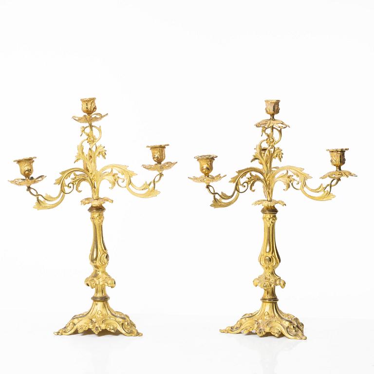 A pair of Oscarian candelabras, Sweden, late 19th century.