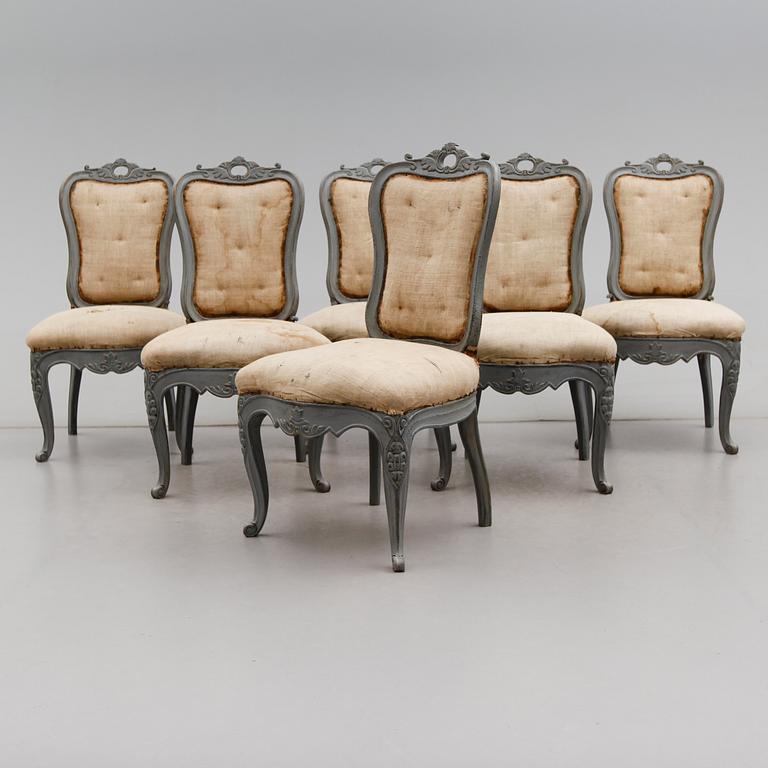 STOLAR, 6 st, rokokostil, 1800-talets mitt.