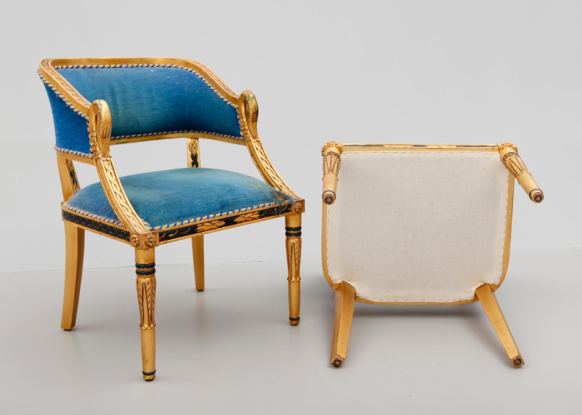 KARMSTOLAR, 1 par, empirestil, 1900-talets andra hälft.