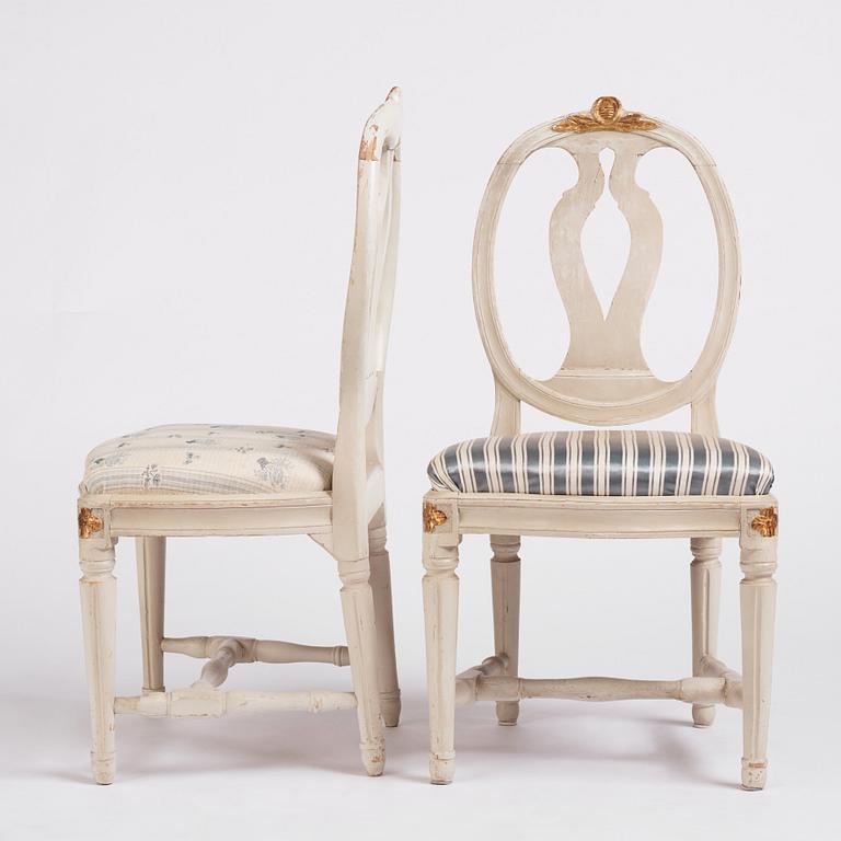 A set of four Gustavian chairs by M. Lundberg the elder (master in Stockholm 1775-1812).