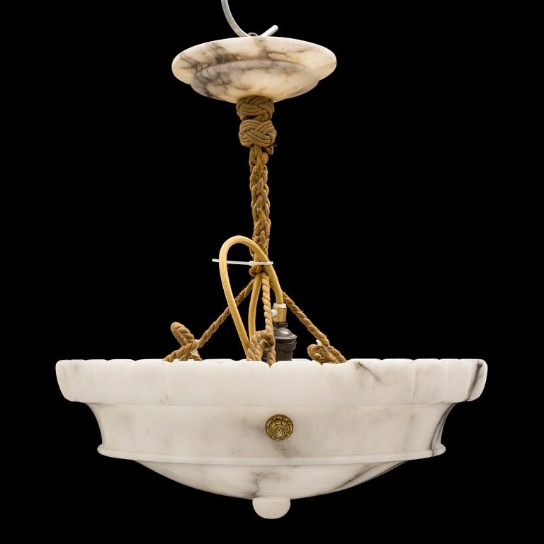 A mid 20th cnetury alabaster ceiling light.
