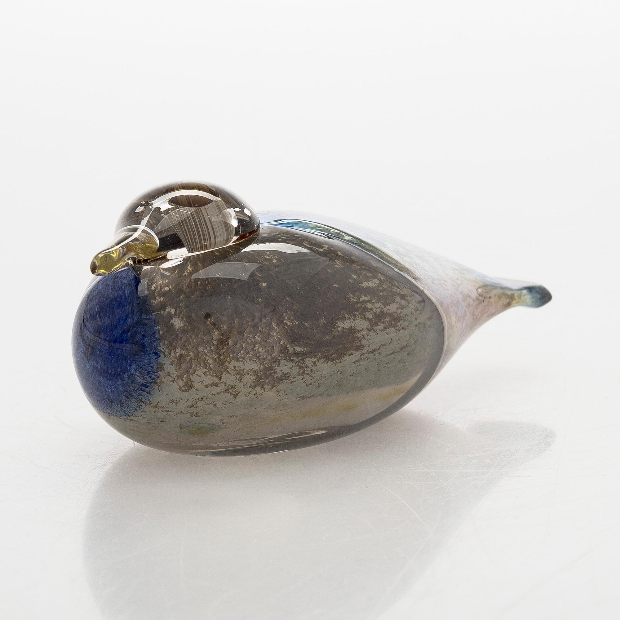 Oiva Toikka, Glass bird, signed Oiva Toikka Nuutajärvi Notsjö Turun Sanomat 1986.
