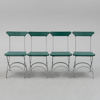 Trädgårdsstolar, 4 st, "Classic nr 2", samt bord "Uppsala", Byarums Bruk, Vaggeryd.