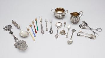 PARTI SILVER, 17 delar. 1900-tal. Vikt ca 475g.