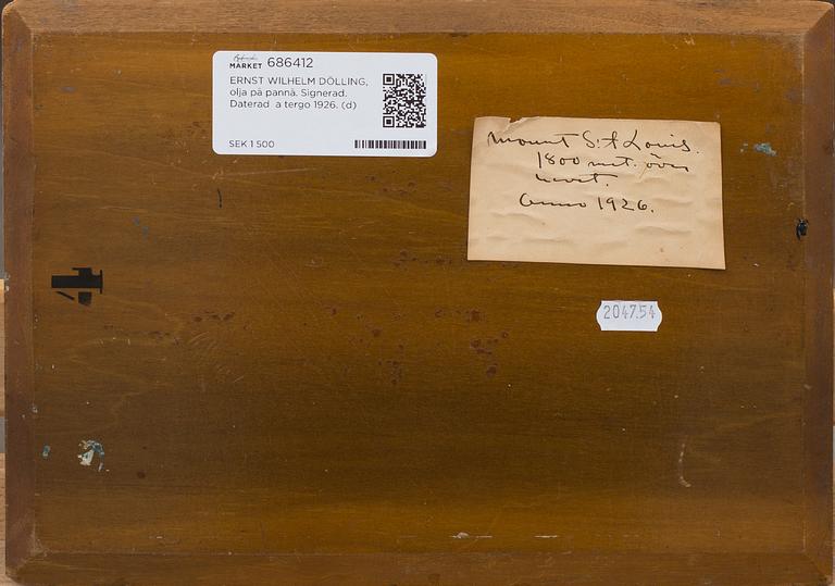 ERNST WILHELM DÖLLING, olja på pannå. Signerad. Daterad  a tergo 1926.