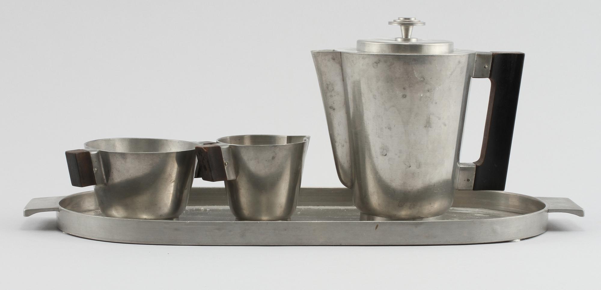 KAFFESERVIS, 4 delar, tenn, Guldsmedsaktiebolaget (GAB) Stockholm, Swedish grace, 1935-36.