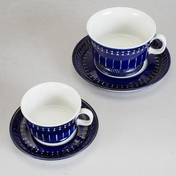 KAFFE och TESERVISDELAR, 12 st,  porslin, "Valencia" Ulla Procopé, Arabia, Finland, 1970-tal.