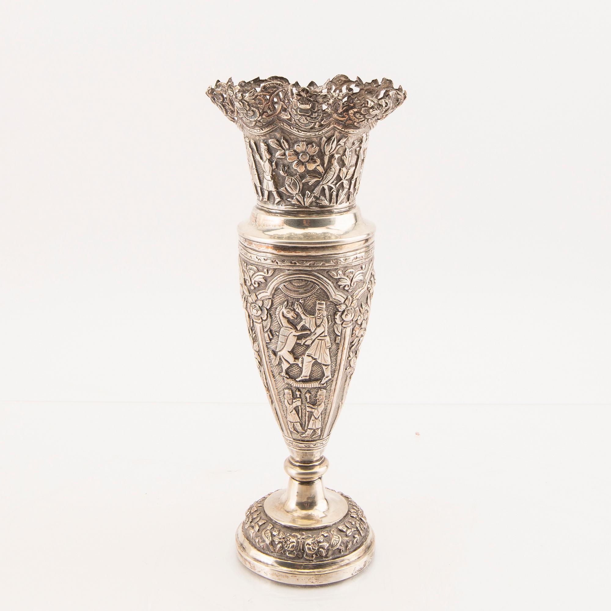 A 20th century silver vase (no hallmarks).